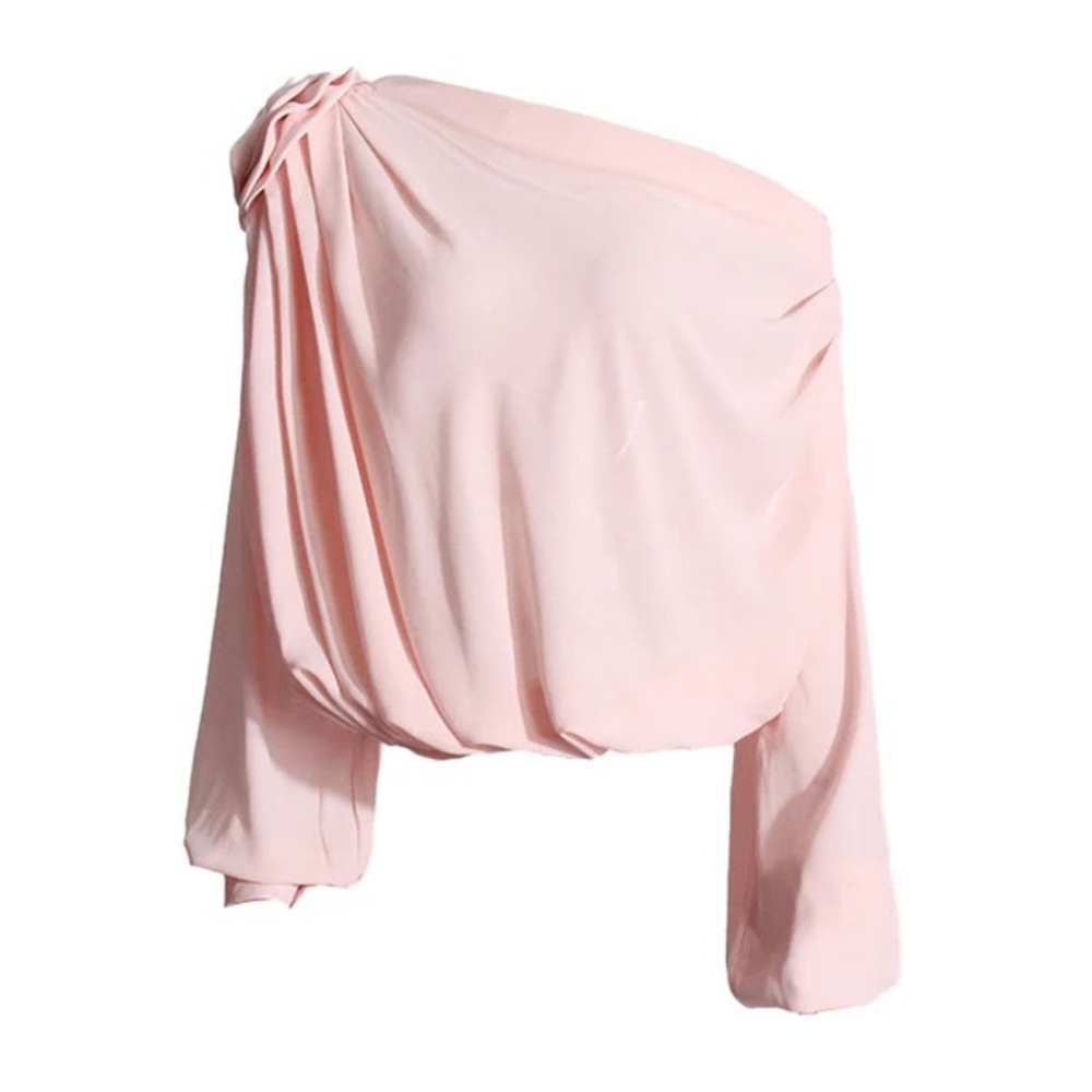 Luxedress Asymmetric One Shoulder Draped Blouse Size L (NWT)